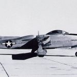 The Consolidated Vultee XP-81, which combined both turbojet and turboprop engines, photographed in 1945 at Edwards AFB. (U.S. Air Force Photograph.)