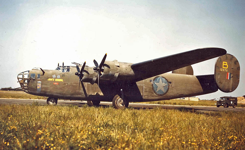 Color photograph of a Consolidated B-24D Liberator of the 93rd Bomb Group. (U.S. Air Force Photograph.)