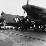 A British Spitfire prepares for takeoff from the USS Wasp during a Malta reinforcement mission in May 1942. (Official U.S. Navy Photograph.)