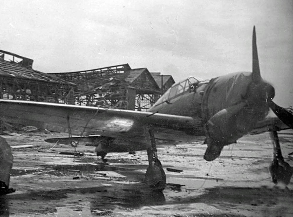 An Imperial Japanese Navy Mitsubishi A6M5 "Zero" fighter captured on a Japanese airfield on Saipan in the Mariana Islands in 1944. (U.S. Navy Photograph.)