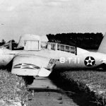 A Naval Aircraft Factory SBN-1 from U.S. Navy Torpedo Squadron Eight (VT-8) after performing a forced landing at Naval Air Station Hampton Roads, Virginia (USA) in September 1941. (U.S. Navy Photograph.)