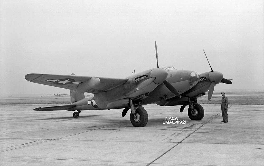 A De Havilland Mosquito flown at NACA Langley Research Center, Virginia for longitudinal stability and control studies in January 1945. (NASA Langley Research Center Photograph.)