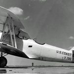 A Naval Aircraft Factory N3N-3 trainer operated by the U.S. Coast Guard parked at Floyd Bennett Field, New York in 1943. (U.S. Navy Photograph.)