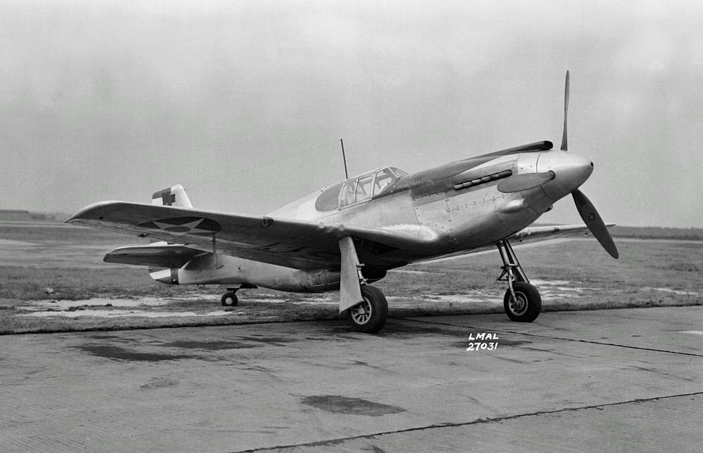A North American XP-51 Mustang photographed shortly after arrival at Langley. (NASA/Langley Research Center Photograph.)
