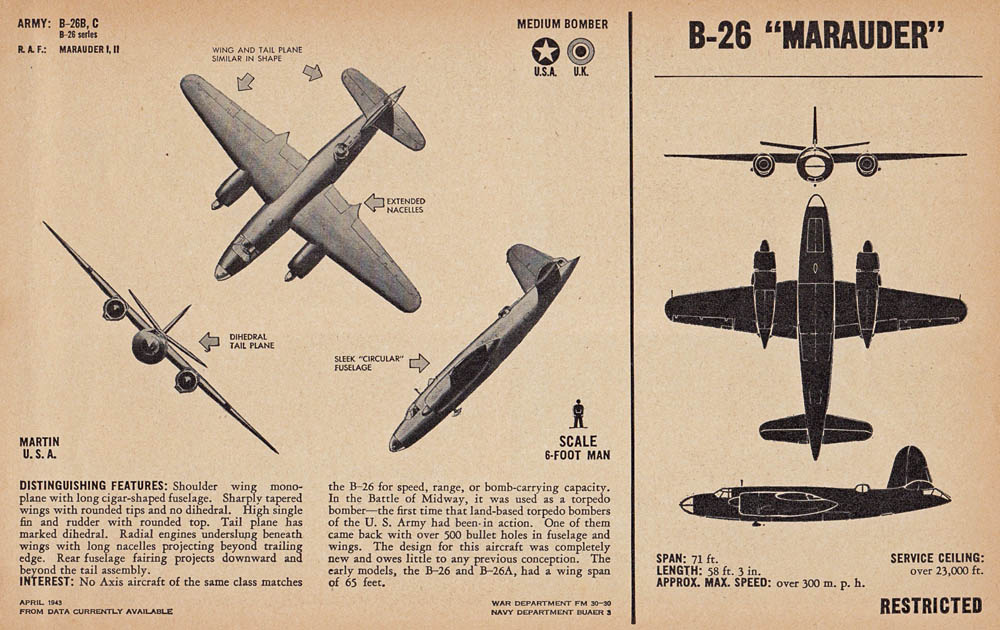 B-26 Marauder recognition sheet. (U.S. War Department.)