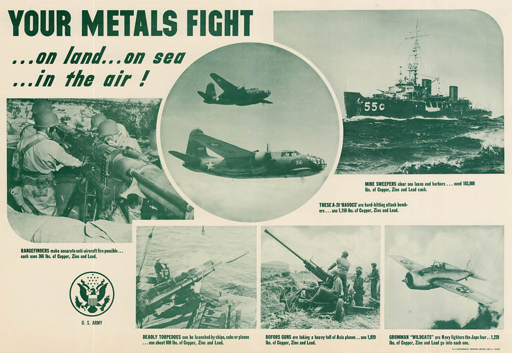 Your Metals Fight ...on land ...on sea ...in the air! (U.S. Government Printing Office.)
