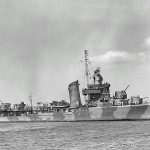 USS Mustin (DD-413), a U.S. Navy Sims-class destroyer, pictured at Pearl Harbor, Hawaii in June 1942. (U.S. Navy Photograph.)