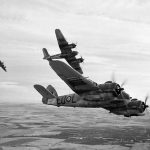 A formation of Bristol Beaufighter TF.X aircraft of the Royal Canadian Air Force fly over the Scottish coast in 1945. (Imperial War Museums Photograph.)