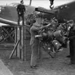 A Bristol Taurus VI engine is removed from a Bristol Beaufort Mark I of No. 217 Squadron RAF at St Eval, Cornwall. (Imperial War Museums Photograph.)