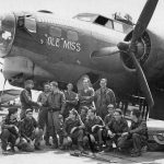 Air crew and ground crew pose in front of the Boeing B-17 Flying Fortress 'Ole' Miss Destry of the 366th BS, 305th BG in July 1944 in England. (U.S. Air Force Photograph.)