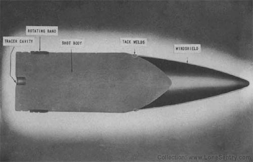 [Cross Section of Shot, A.P., 90mm, T33.]