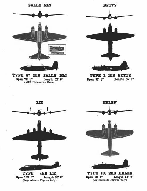 [Japanese WW2 aircraft identification. Bombers.]