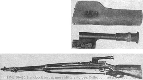 [Figure 174. Model 97 (1937) 6.5-mm Sniper's Rifle (with telescope and carrying case).]