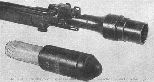 [Figure 176. Rifled-type grenade launcher with armor piercing (hollow charge) rifle grenade.]
