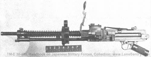 [Figure 254. Model 91 (1931) 6.5-mm tank machine gun. Hopper and butt are missing.]