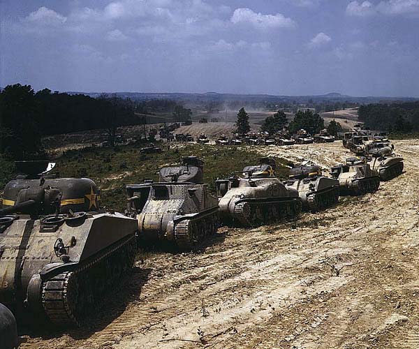 World War 2 Tanks Sherman. M3 and M4 Medium Tanks at Fort