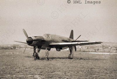 [WWII Photograph: Captured German Dornier DO-335 Pfeil (Arrow) in RAF colors. Copyright HWL Images.]