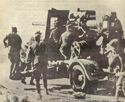 [German 88-mm. antiaircraft gun in action against British tanks in Africa]