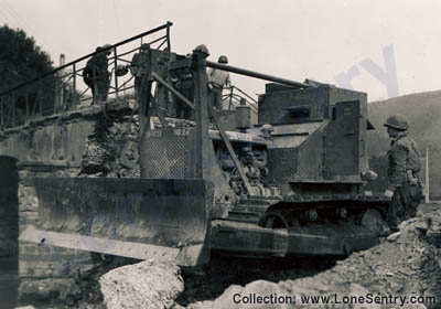 [WWII Armored Bulldozer, Side View: 103rd Engineer Combat Battalion, 28th Infantry Division]