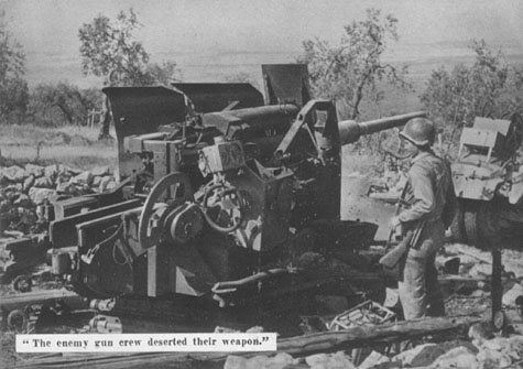 [Salerno, German 88mm, enemy gun crew deserted their weapon]