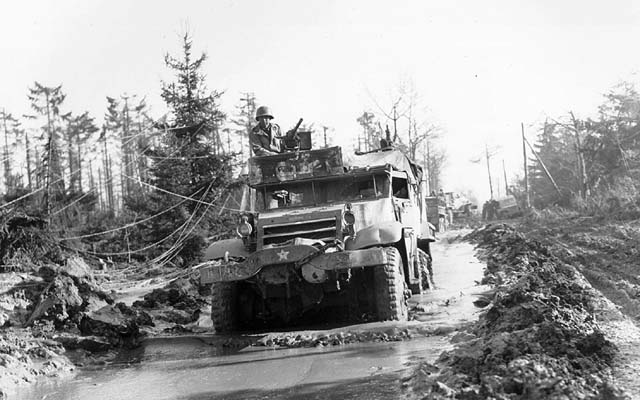 halftrack in the mud of hurtgen forest