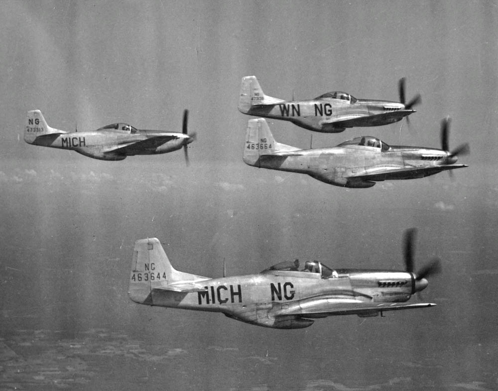 Formation of P-51 Mustangs of the Michigan National Guard