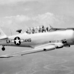 A T-6 Texan trainer aircraft from the Louisiana Air National Guard (U.S. Air Force Photo.)