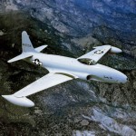 Color photograph of a U.S. Air Force Lockheed P-80A Shooting Star in flight. (U.S. Air Force Photograph.)