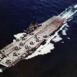 The U.S. Navy aircraft carrier USS Yorktown (CV-10) photographed at sea during 1943. (U.S. Navy Photograph.)