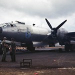 Boeing B-29 Superfortress of the 29th Bomb Group at North Field, now named Andersen Air Force Base, Guam in July 1945.