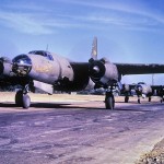 Color photograph of B-26 Marauder "Clark's Little Pill" of the 322nd Bomb Group. (Imperial War Museum Photograph.)