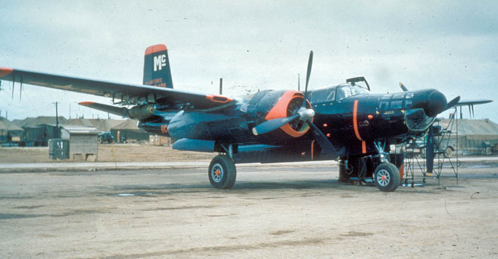 A Martin B-26 Marauder in service during the Korean War equipped with infrared viewing equipment. (U.S. Air Force Photograph.)