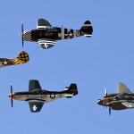 A P-40 Warhawk, P-51 Mustang, P-47 Thunderbolt and P-38 Lightning fly in formation during the 2015 Heritage Flight Training and Certification Course at Davis-Monthan Air Force Base Ariz., March 1, 2015. Established in 1997, the HFTCC featured aerial demonstrations from historical and modern fighter aircraft which will fly in formation together during air shows across the country. (U.S. Air Force Photograph by Airman 1st Class Chris Drzazgowski / Released.)