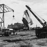 P-47D Thunderbolt is scrapped as part of aircraft salvage operations by the Eastern India Air Depot at Panagarh, India. (U.S. Air Force Photograph.)