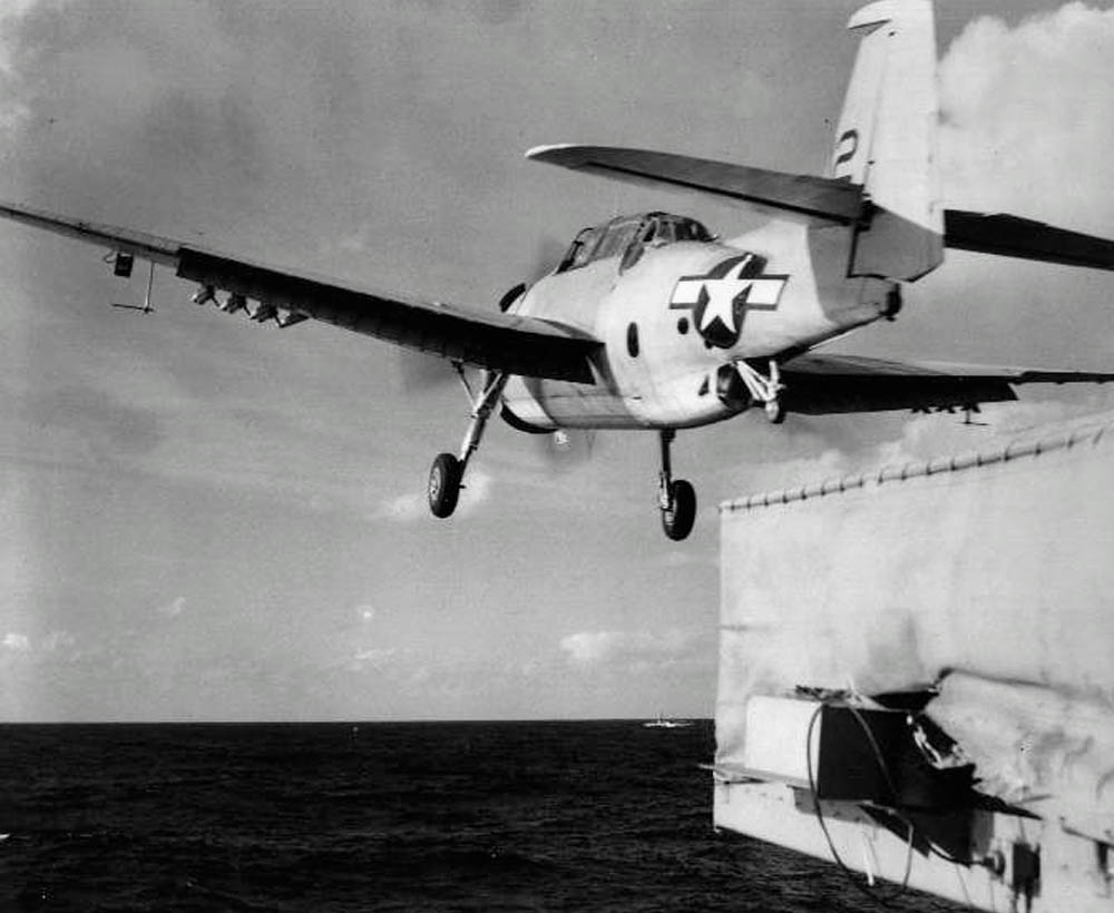 USS Guadalcanal launches TBM Avenger.