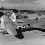 A collection of Boeing B-17 Flying Fortresses parked at the 3rd Base Air Depot, Langford Lodge, Northern Ireland awaiting transfer to bomber units in England, April 1944. (U.S. Air Force Photograph.)