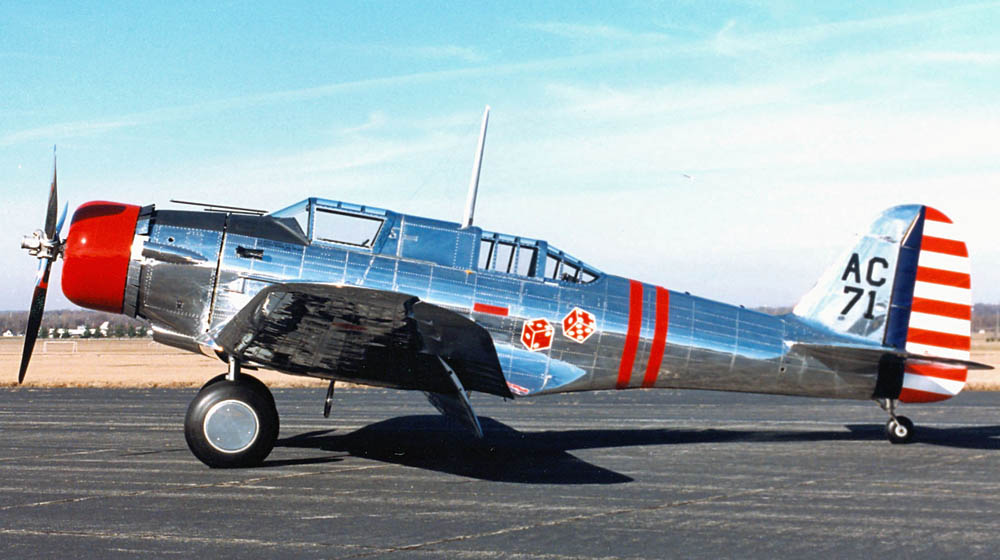 Color photograph of the Northrop A-17A attack bomber at the National Museum of the United States Air Force. (U.S. Air Force Photograph.)