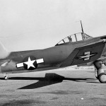 A side profile view of a Curtiss SC-1 Seahawk scout seaplane parked on its wheels. (U.S. Navy Photograph.)