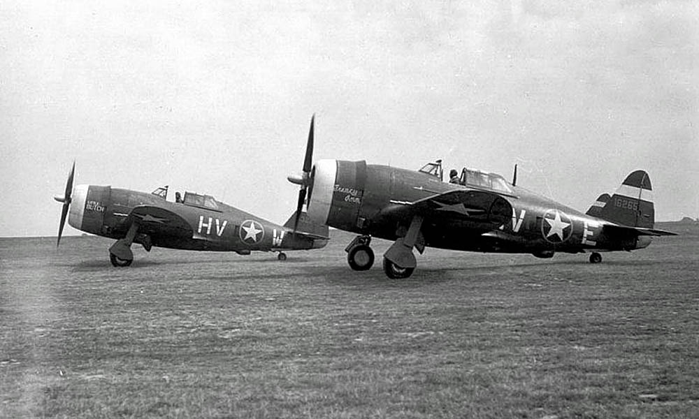 A pair of Republic P-47C Thunderbolts of the 61st Fighter Squadron, 56th Fighter Group.