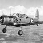 A U.S. Army Air Force Vultee BT-13A Valiant basic trainer in flight during World War II. (U.S. Air Force Photograph.)