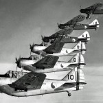 Training flight of Douglas O-46A and North American O-47 aircraft assigned to the 104th Observation Squadron of the Maryland National Guard, March 1940. (U.S. Air Force Photograph.)