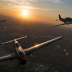 A P-40 Warhawk, P-51 Mustang and a B-25 Mitchell fly over Joint Base Anacostia-Bolling, Washington, during a Military Tattoo on base Sept. 16, 2015.