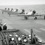 Royal Navy Blackburn Skuas of the No. 800 Squadron Fleet Air Arm photographed on the flight deck of the HMS Ark Royal.