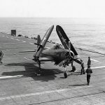 Ryan FR-1 Fireball aircraft of U.S. Navy Fighter Squadron 66 (VF-66) aboard the aircraft carrier USS Ranger (CV-4) in May 1945. (U.S. Navy Photograph.)