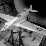 The Curtiss XP-40 Warhawk fighter undergoes drag-reduction testing in the full-scale wind tunnel at Langley Research Center in 1939. (NASA Photograph.)