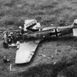 A Luftwaffe FW 190 fighter shot down by 9th Air Force Mustangs over the American sector in Normandy in July 1944. (U.S. Air Force Photograph.)