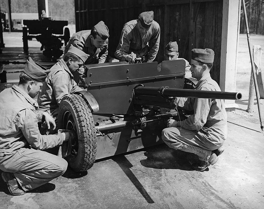 The crew of a 37-mm anti-tank gun train at Fort Benning, Georgia. (U.S. National Archives and Records Administration Photograph.)