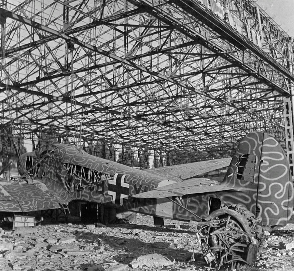 The wreck of a Luftwaffe Focke-Wulf Fw 58 Weihe ("Harrier") left behind in Libya in January 1943. (U.S. Air Force Photograph.)