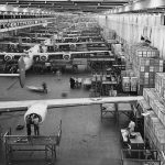 B-24 Liberators roll off the assembly line at Ford's Willow Run plant in Michigan. (U.S. National Archives Photograph.)