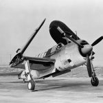 A U.S. Navy Brewster SB2A-3 Buccaneer with folded wings and open bomb bay photographed at the Naval Air Test Center Patuxent River, Maryland in November 1943. (Official U.S. Navy Photograph.)